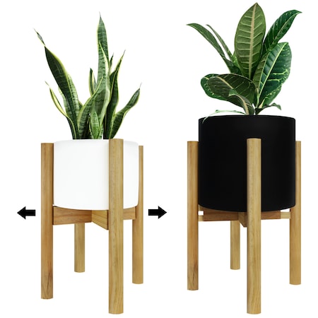 Indoor Plant Stand, Adjustable Plant Stand 8 In To 12 In, Wood, Small